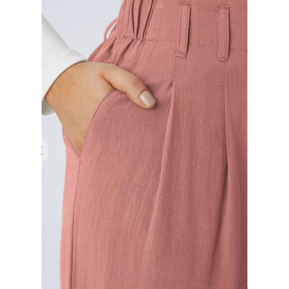 L Petite Halara High Waisted Pink Pocket Wide Leg Casual Linen-Feel Pants NWT - Picture 3 of 6